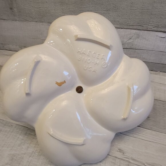 Vintage Haeger Ceramic Divided Serving Dish With Gold Handle 4 Sections Cream Fi - Picture 3 of 8
